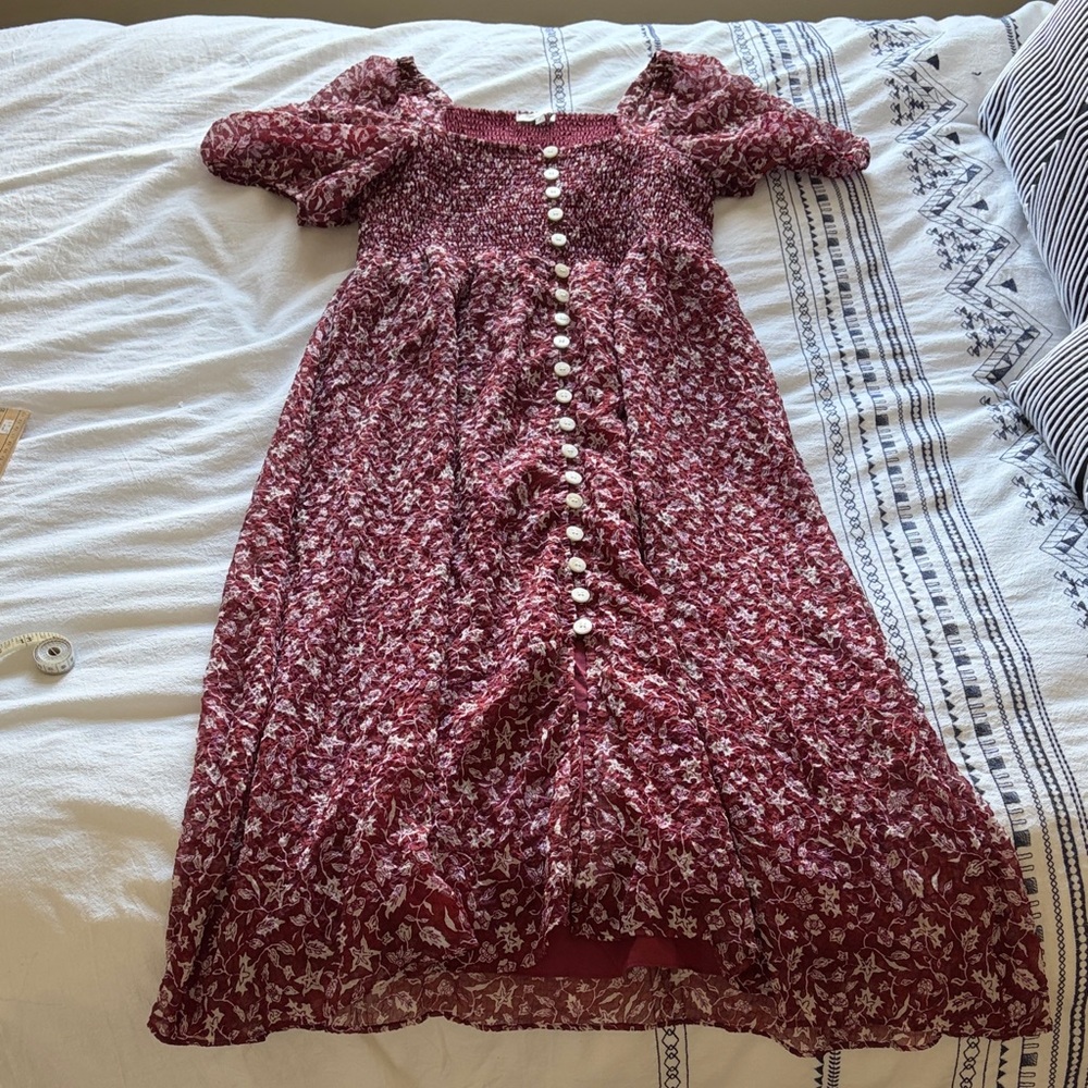 Madewell Burgundy Floral Maxi Dress